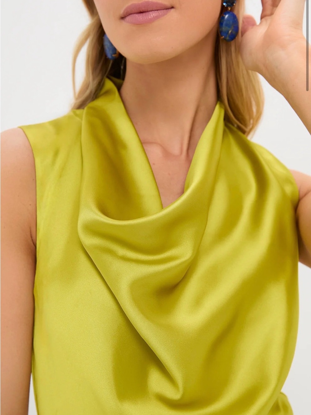 Chartreuse Satin Sinclair Dress - Picture 2 of 6